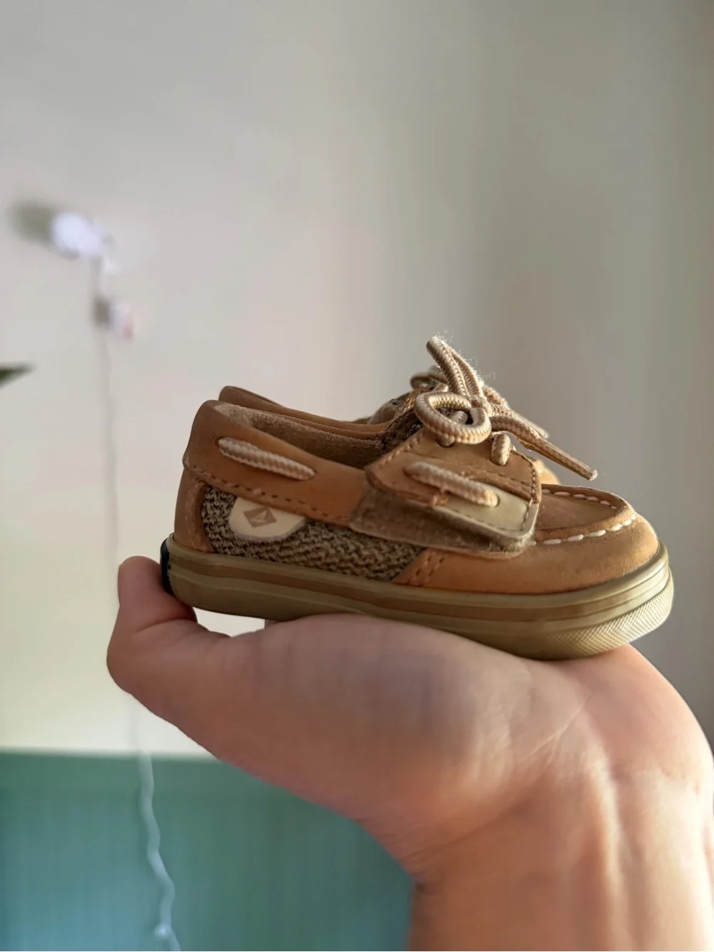 Baby Sperry Tan Boat Shoes  Size 1 Lightweight Casual Velcro